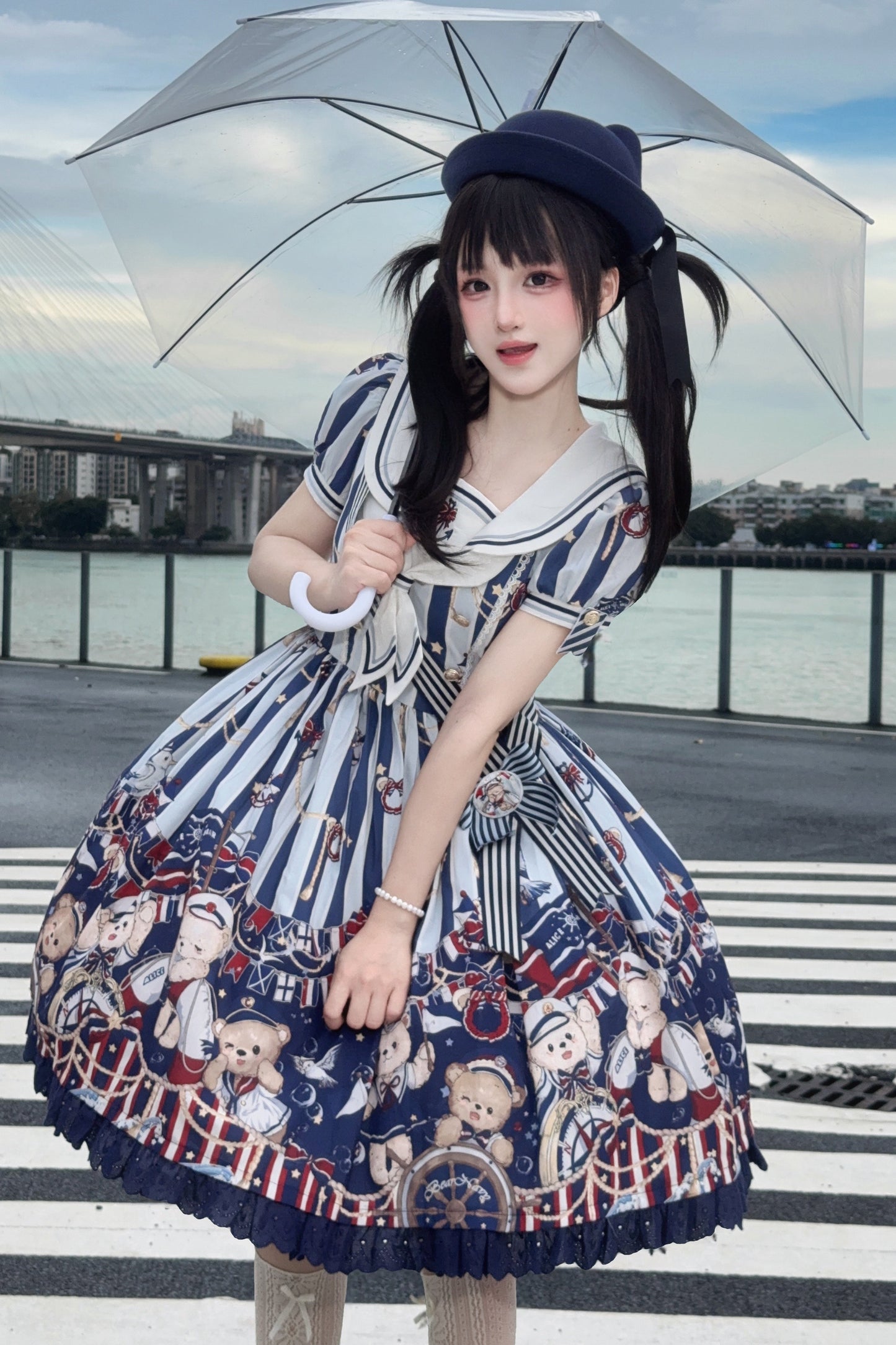 Navy Bear Sailor Collar Lolita Dress