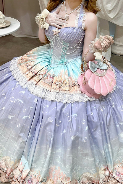 Ensemble robe dos-nu à dégradé océan