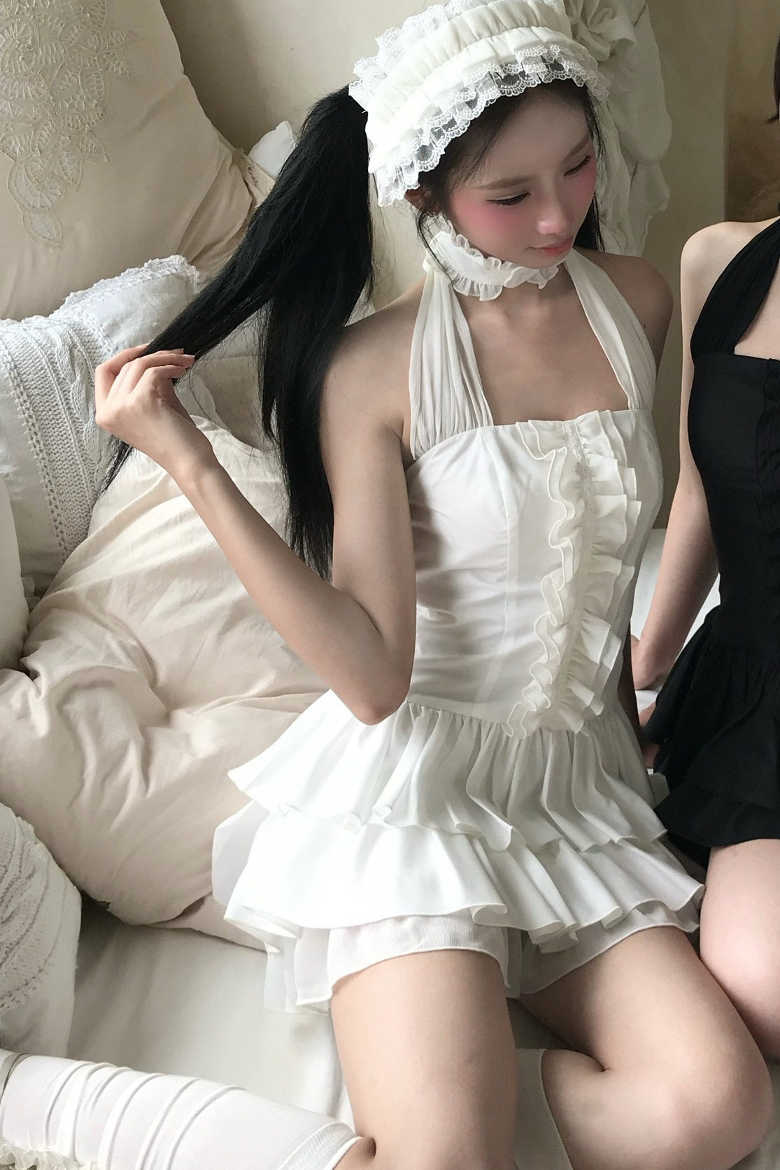 Gothic Bow Strapless Dress+Accessory