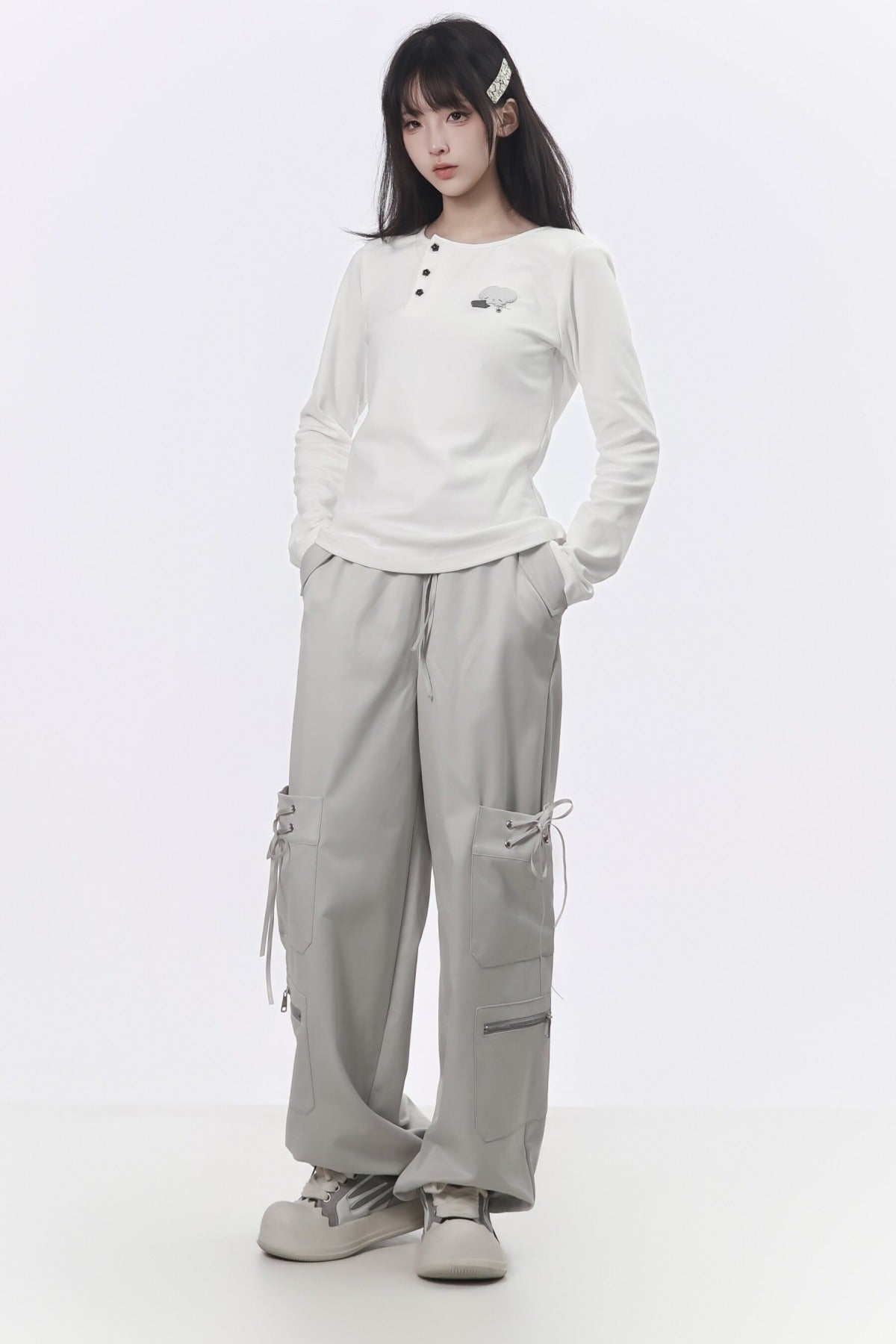 Strapped Wide-Leg Cargo Pants