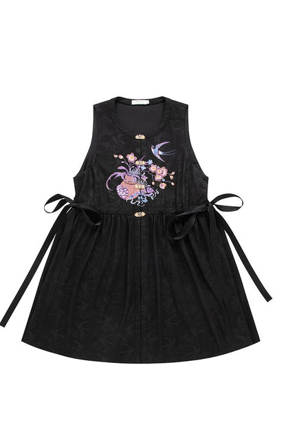 Floral Hanfu Puffy Dress Set