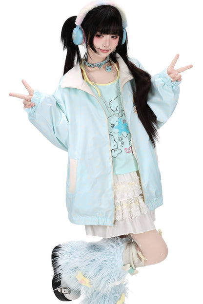 Reversible Cat Polka Dot Suede Jacket