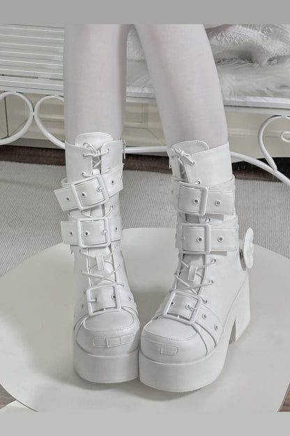 Twin Buckle Platform Boots