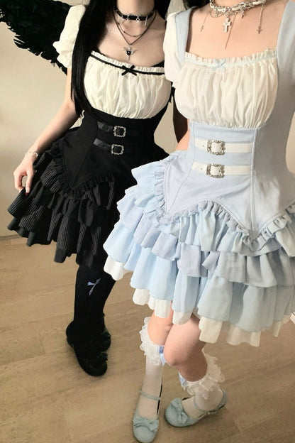 Cool Square Neck Four-Stage Dress