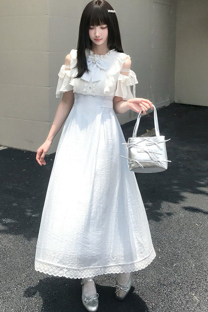 Schulterfreies Kurzarmkleid mit Einsätzen
