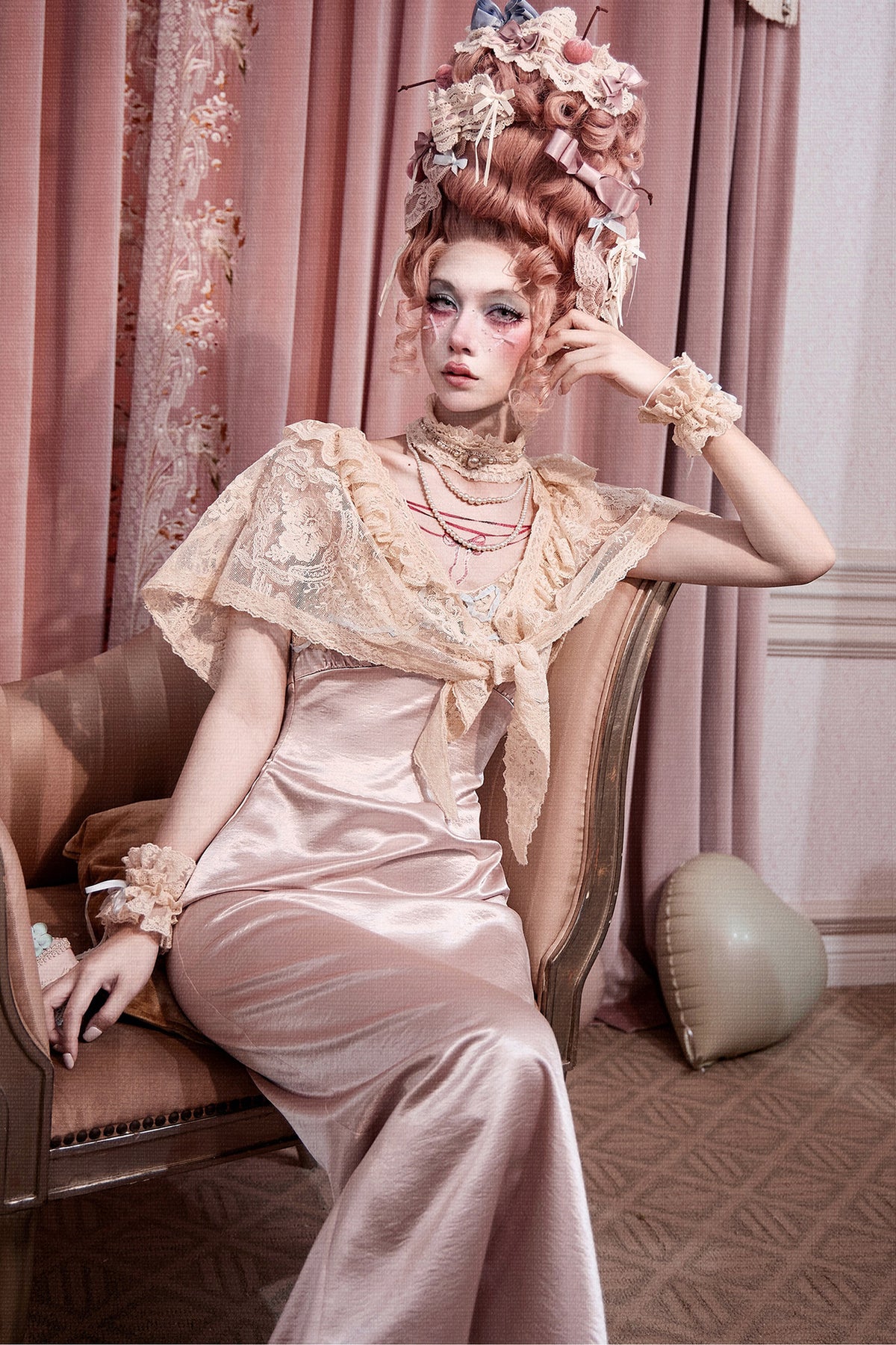 Pink Bow Satin Slip Dress