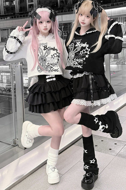 Long Eared Rabbit Sweatshirt And Cake Skirt Set-Up