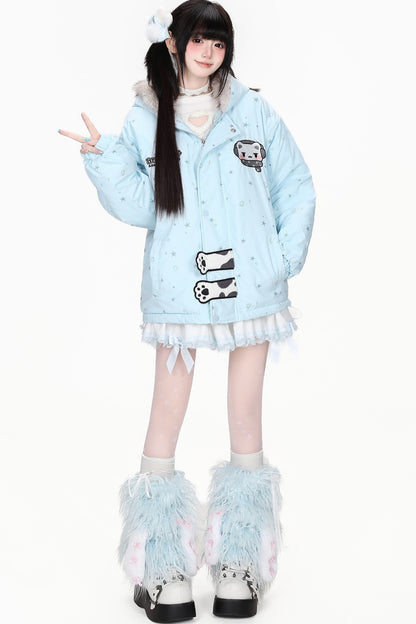 Printed Bear Cat Ear Cotton Jacket