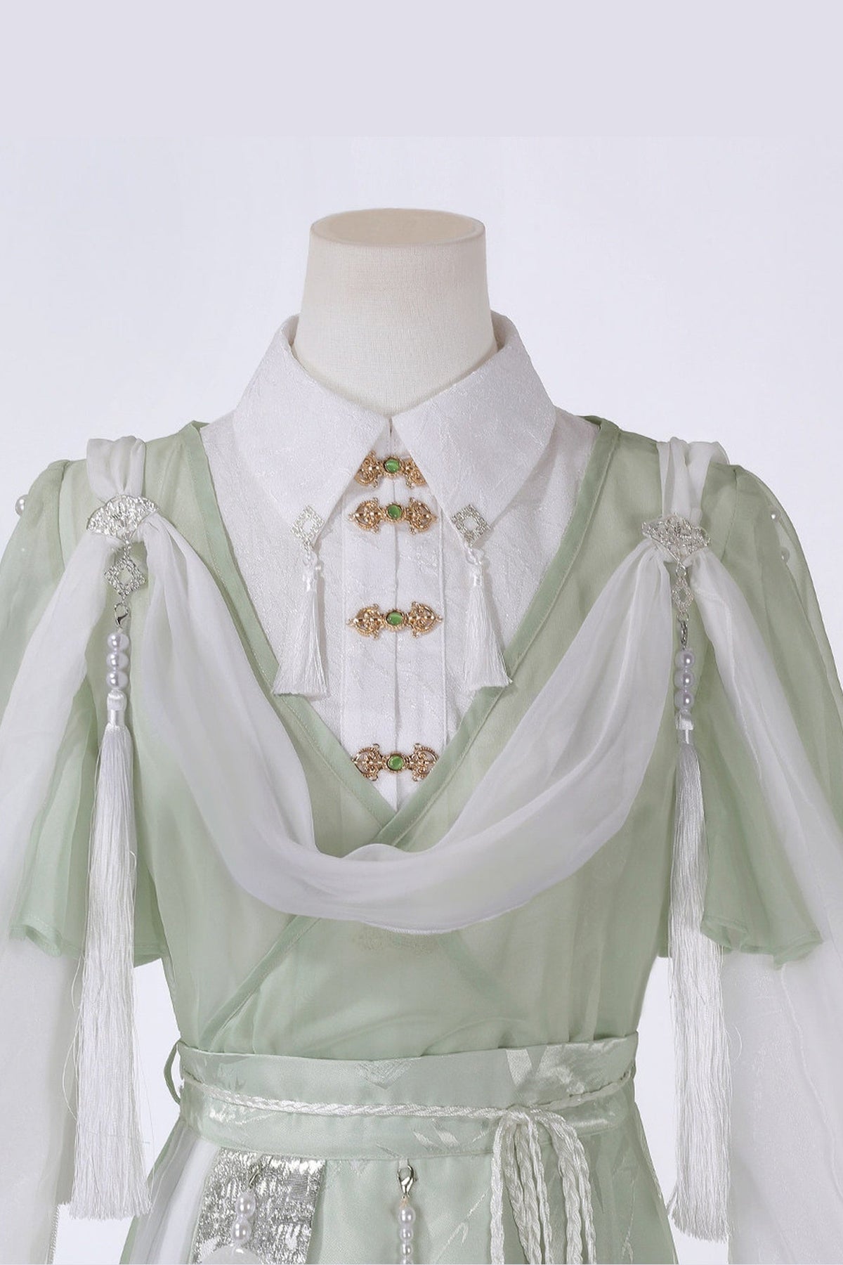 Green Modified Han Elements Hanfu Top and Skirt Set-Up
