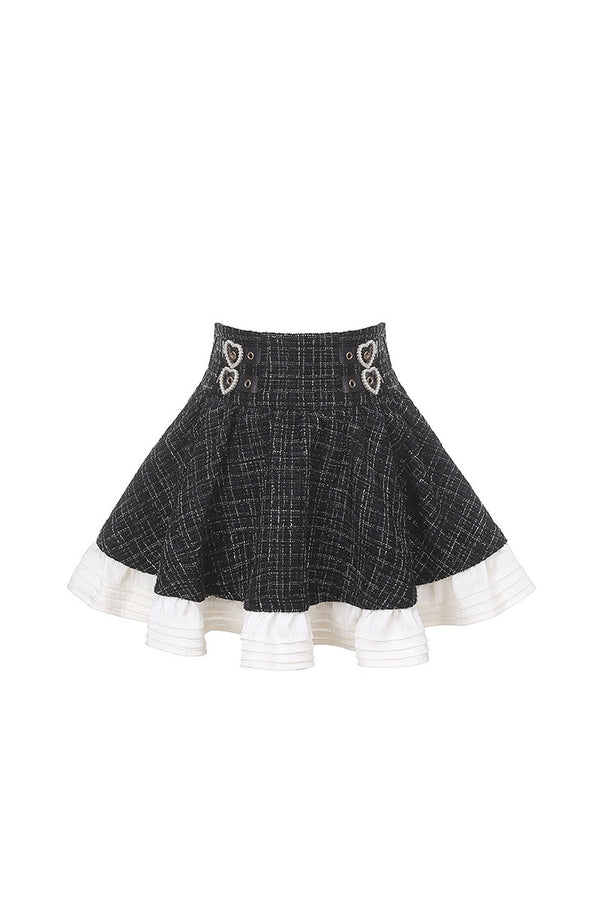 Long Sleeve Tweed And Short Skirt Set-Up