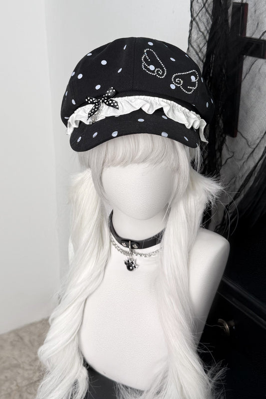 Rhinestone Wing Polka Dot Cap