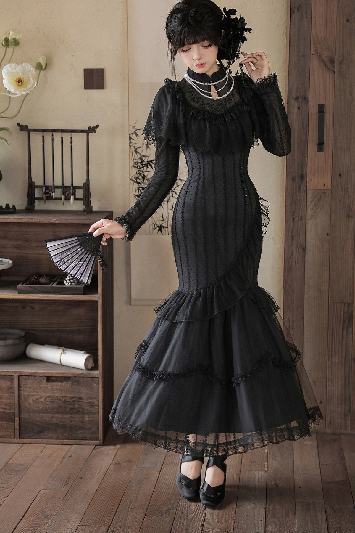 Embroidered Fishtail Qipao Dress
