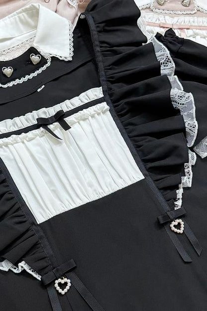 Maid Style Short-Sleeved False Collar Shirt