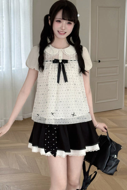 Holiday Polka Dot Blouse and Skirt Set-Up