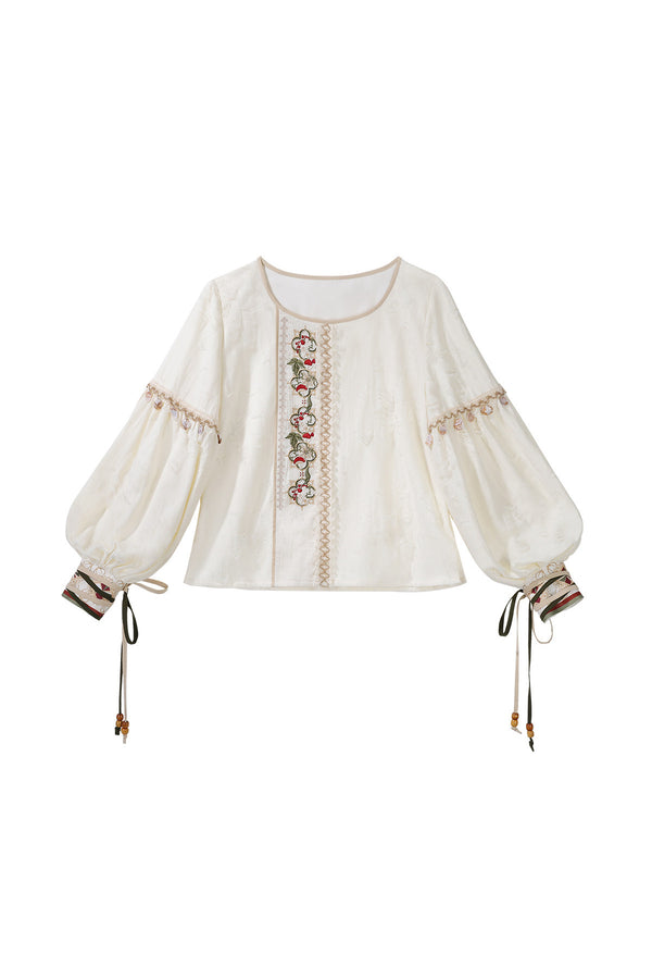 New Chinese Ethnic Top and Skirt Shawl Set-Up