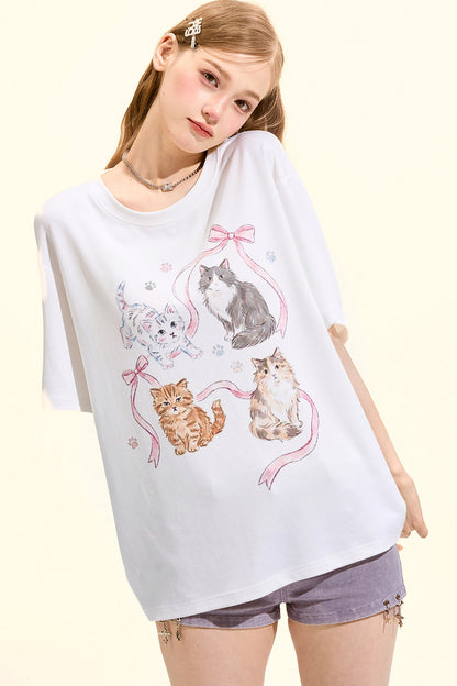 Süßes Katzen-Oversize-T-Shirt