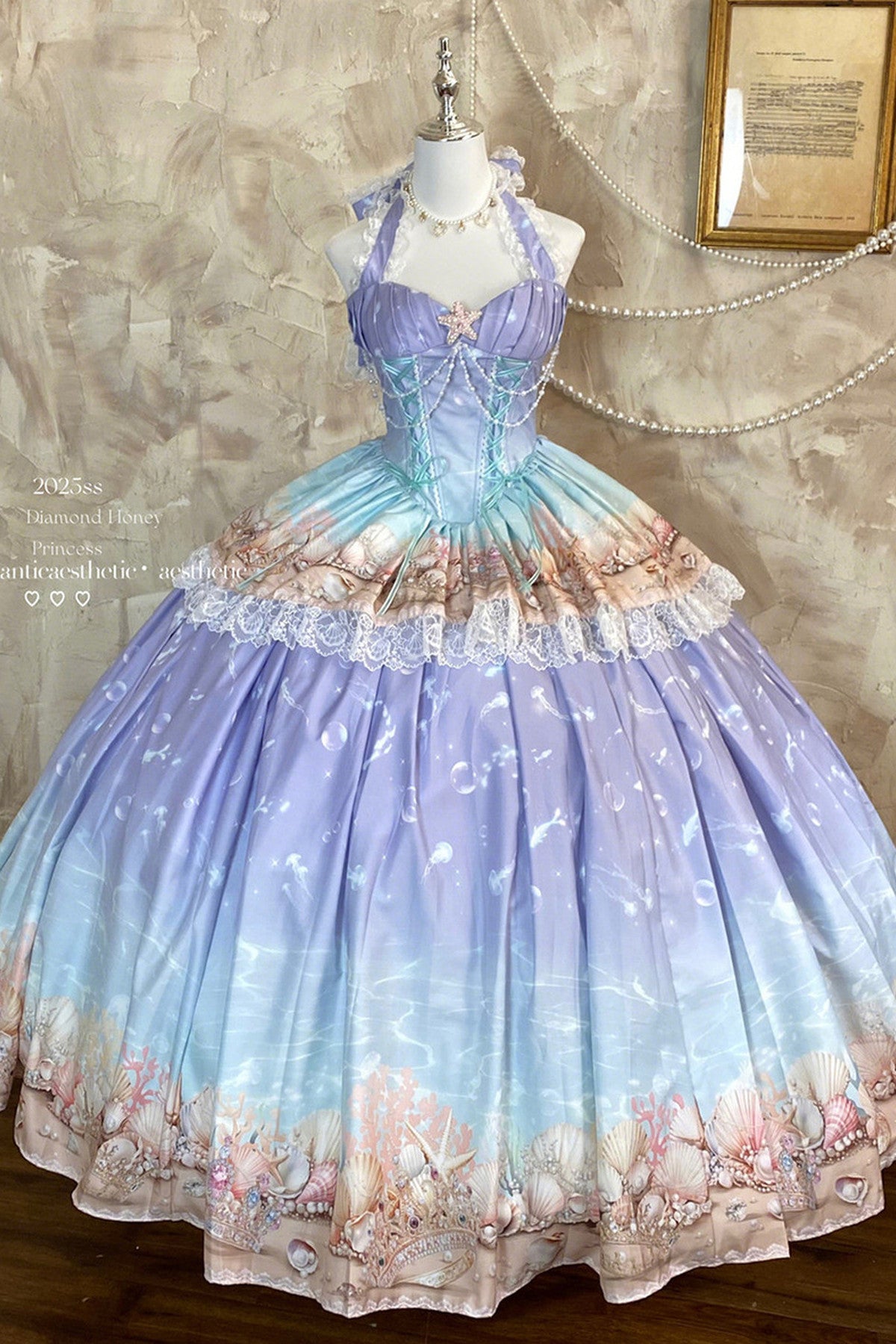 Ensemble robe dos-nu à dégradé océan