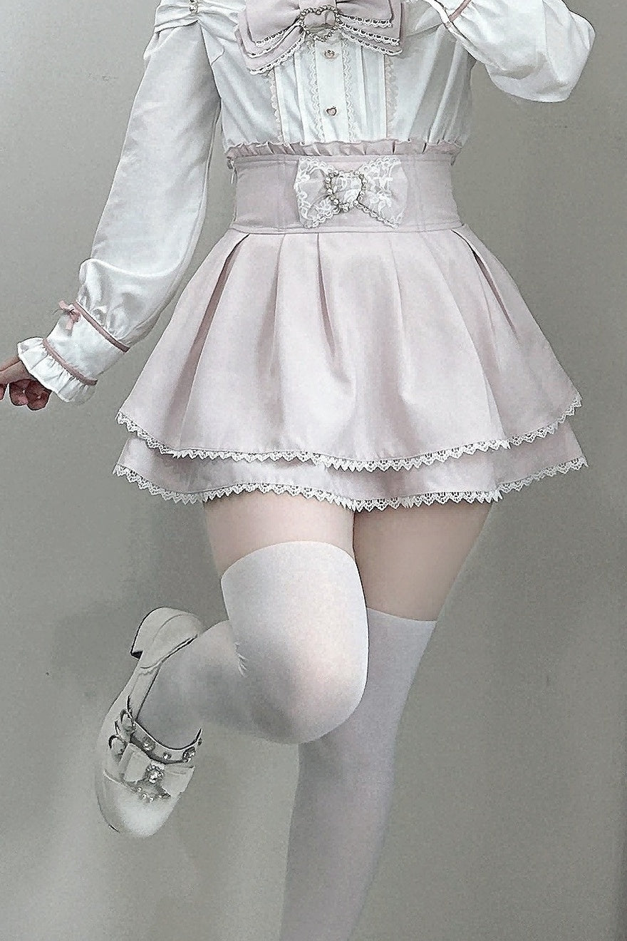 Japanese Lace Tencel Shirt And Skirt Set