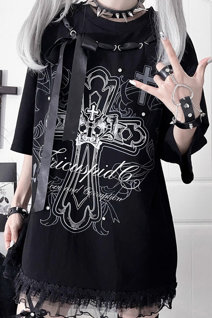 Camiseta holgada de manga corta Night Blood carta de amor