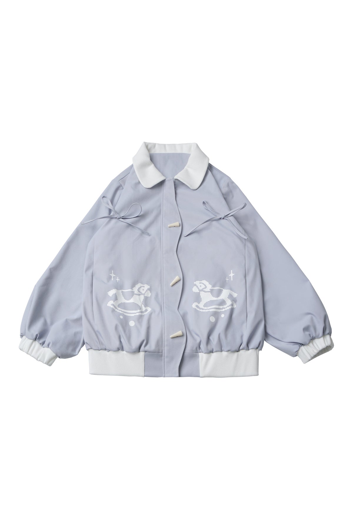 Hellblaues Pony-Jacke-und-Polka-Dot-Hosen-Set