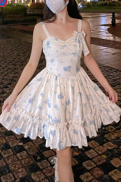 フローラルコーデュロイサスペンダードレスセット