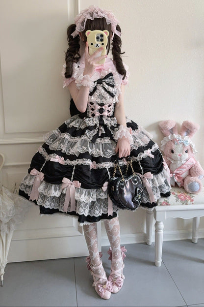 Silk Satin Doll-Like JSK Strap Dress
