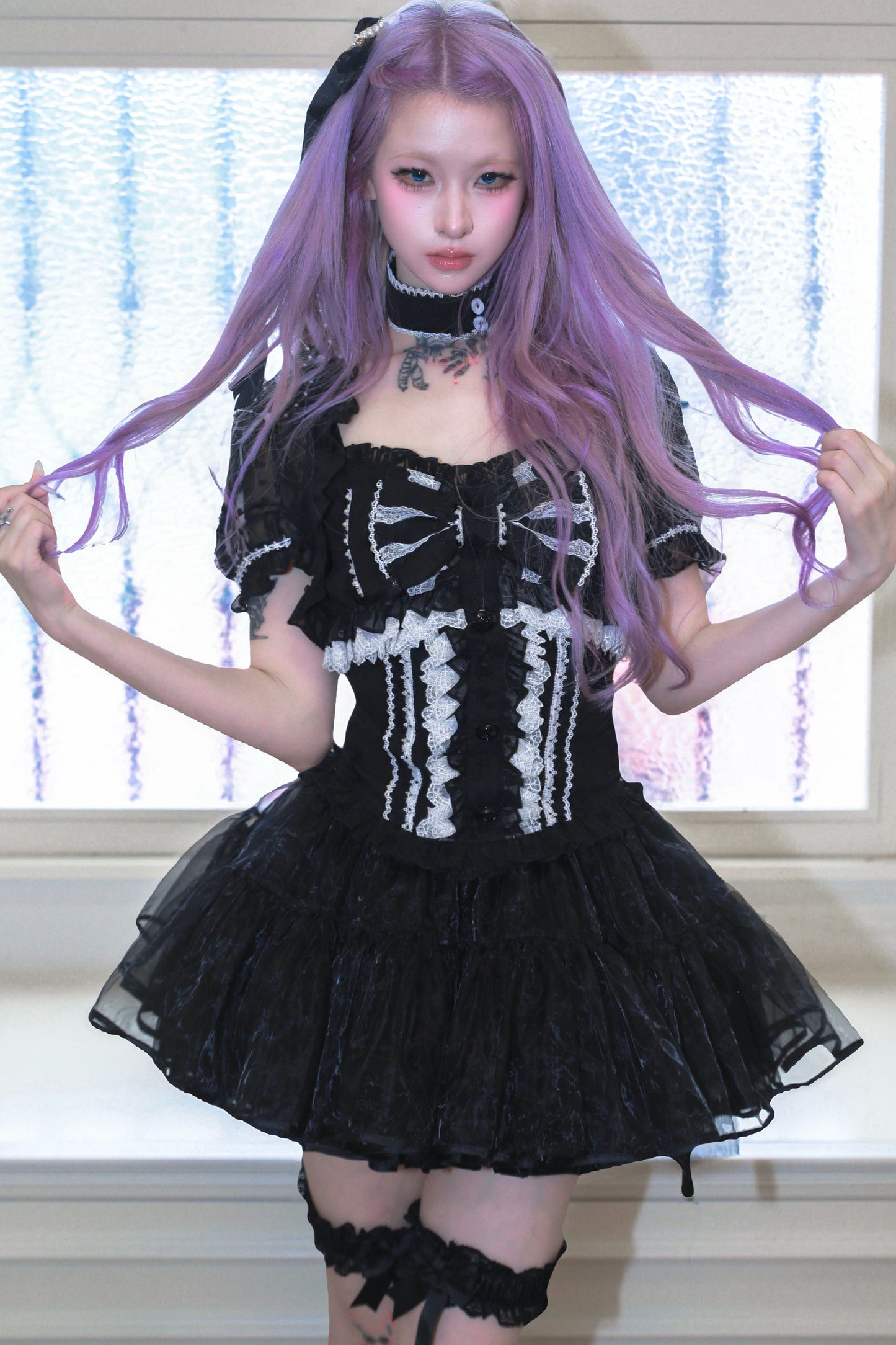 Gothic-Prinzessinnen-Rüschenkleid-Set