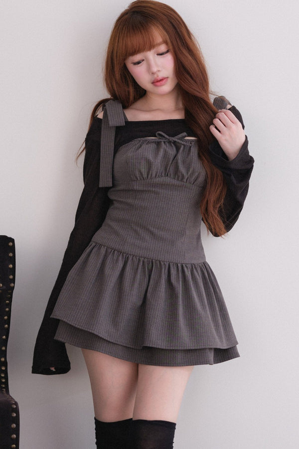 [Pre-Order] Striped Dress with Cardigan