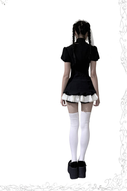 Soft Gothic Ruffle Puff-Sleeve Blazer Set-Up