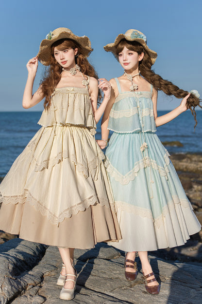 Twin Camisole And Irregular Hem Skirt Set-Up
