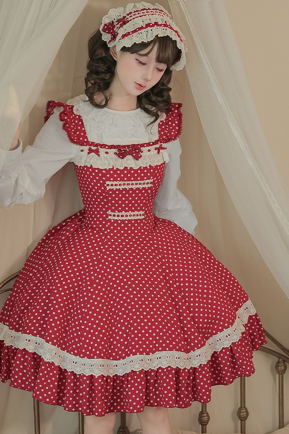 Polka Dot Ruffled Dress With Base Top Set-Up