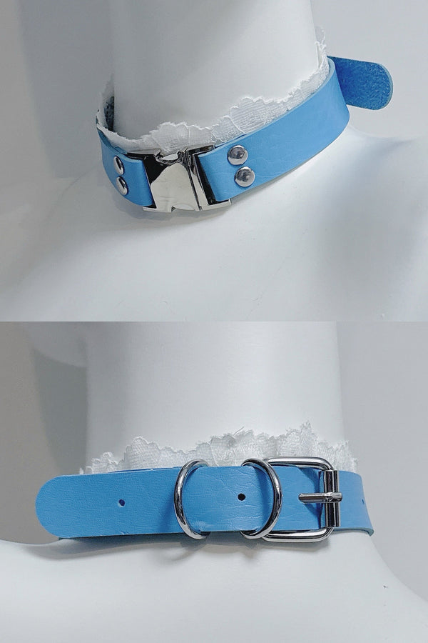 Mechanical Style Lace Leather Choker