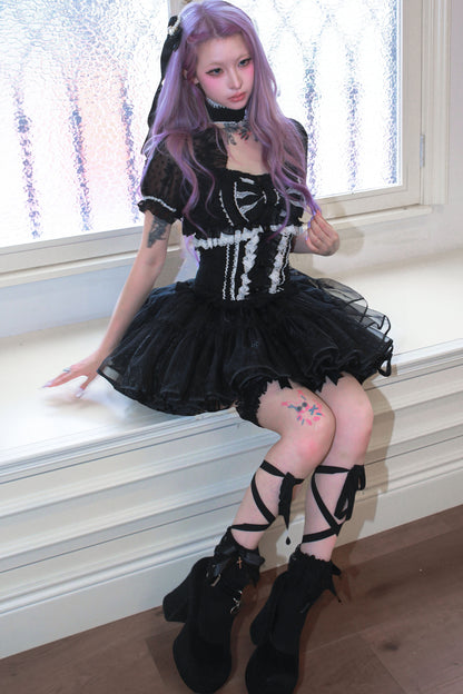 Gothic-Prinzessinnen-Rüschenkleid-Set
