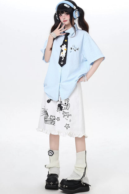 Embroidered Cat Blouse