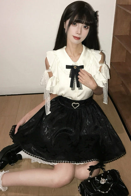 Off-Shoulder Shirt and Butterfly Two-Way Skirt Set-Up