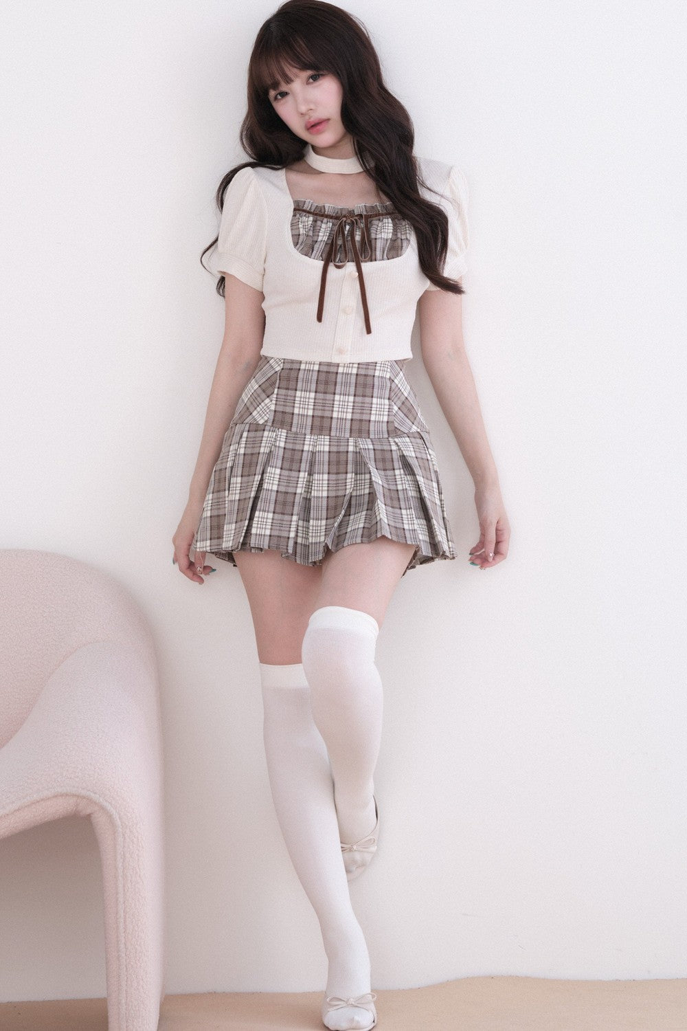 [Pre-order Item] Jirai Kei Plaid Pleated Set-Up