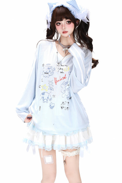 V-Neck Raglan Long-Sleeved Cover-Up
