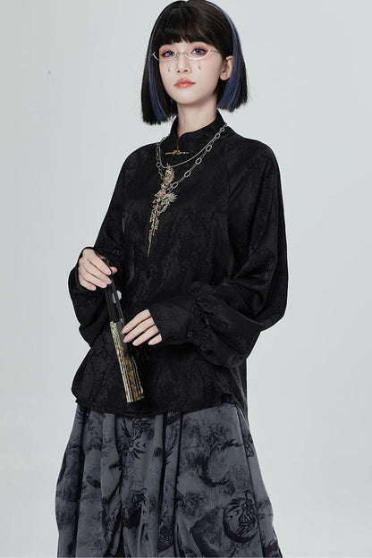 Black White Embroidered Shirt Pants Set-Up