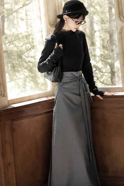 Ensemble jupe et cape en laine de style chinois