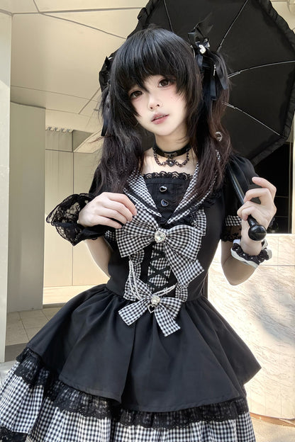 Gingham Plaid Sailor Little Devil Dress