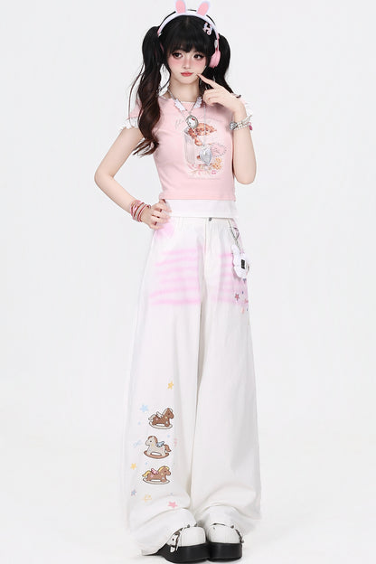 Pink Gradient Dreamy Wide Pants