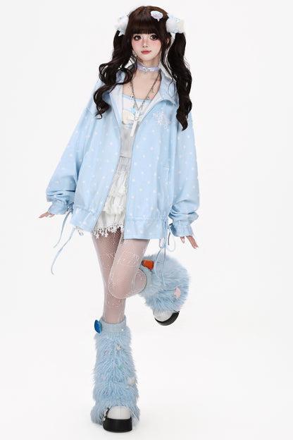 Star Stand-Up Collar Sweatshirt Jacket