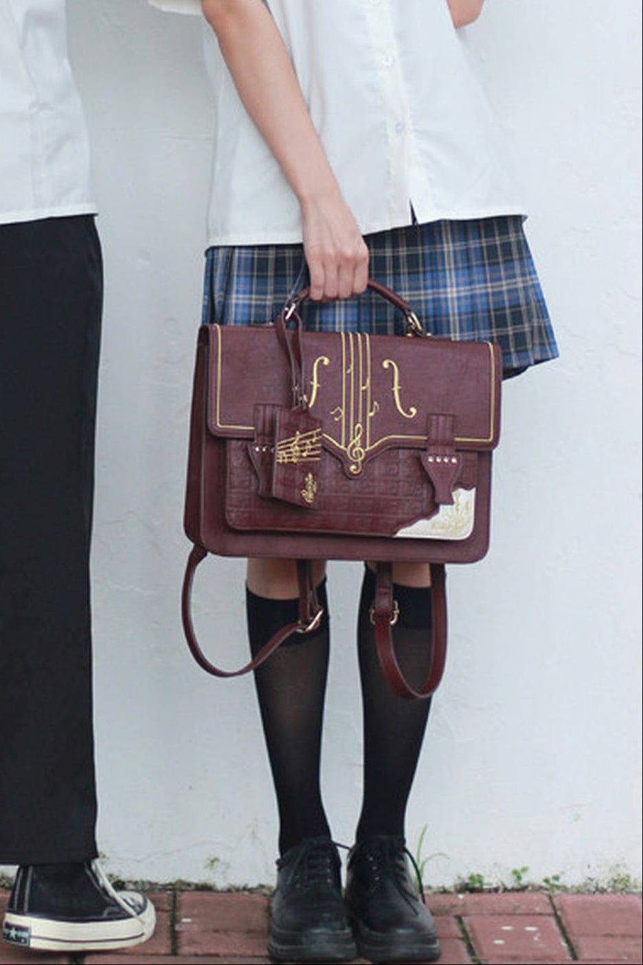 Chocolate Embroidered School Bag