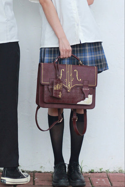 Chocolate Embroidered School Bag