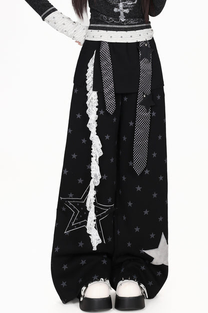 Star Patch Layered-Look Pants