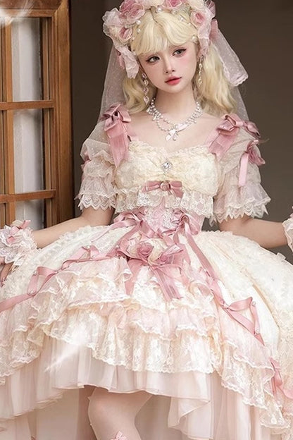 Rose-Schleifen-Gorgeous-Prinzessinnen-Lolita-Kleid