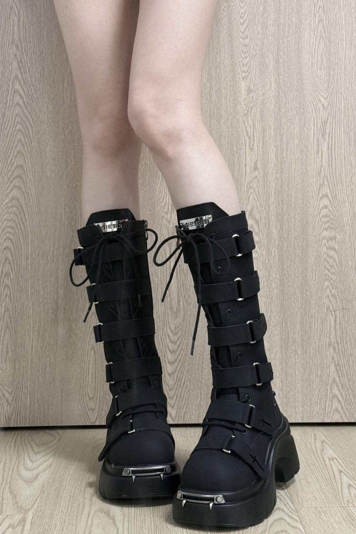Y2K Gothic Nameplate Platform Boots