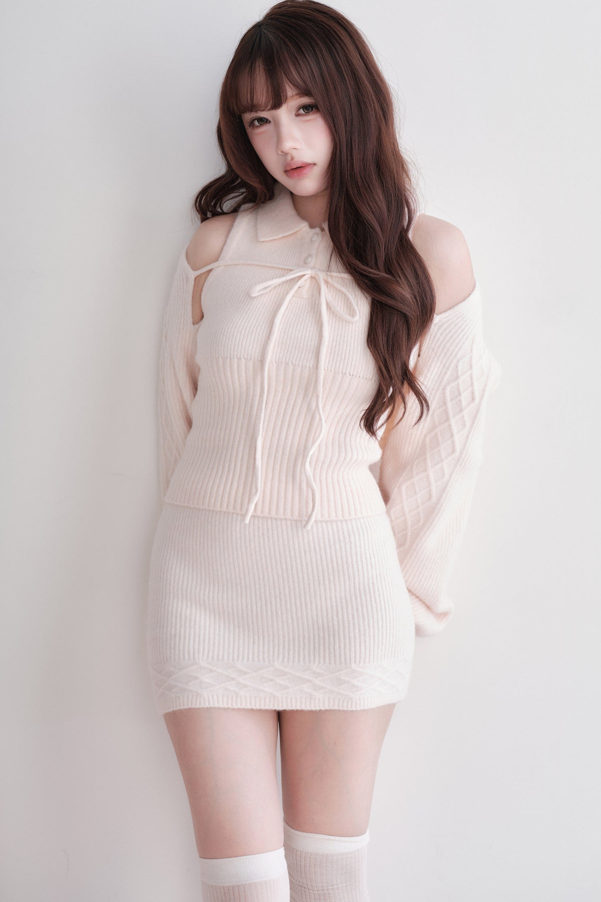 Ribbed Knit Top and Mini Skirt Set
