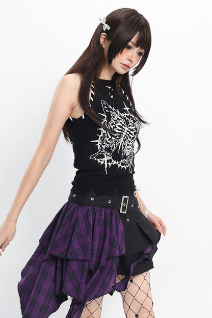 Ripped Long Sleeve Blouse With Short Skirt and Jacket Set-Up