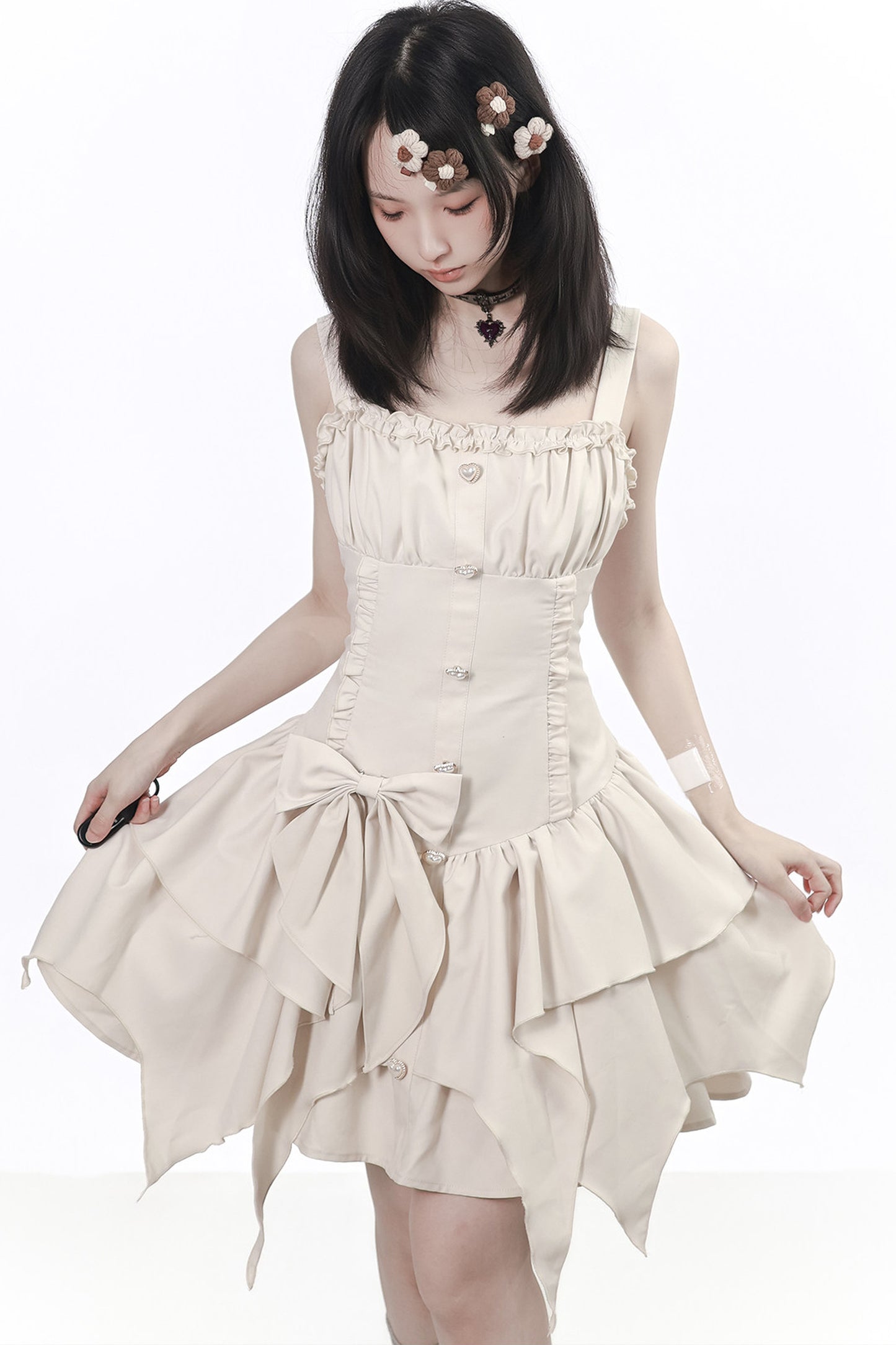Butterfly Island ensemble robe en dentelle irrégulière avec haut à épaules dénudées